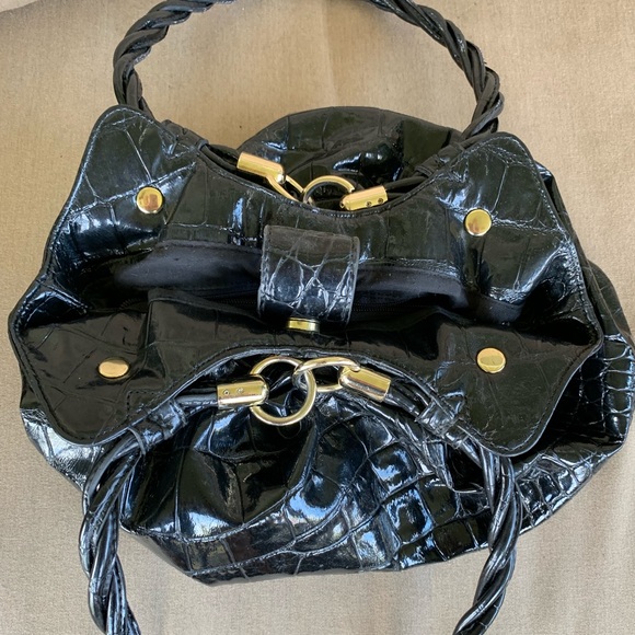 Relic Black faux crocodile hobo purse bag - Picture 2 of 3